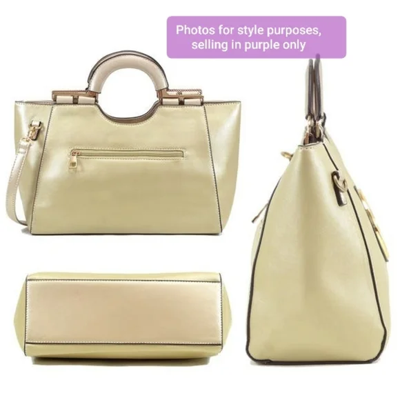 💜DASEIN💜 😺Purple Medallion Satchel (Vegan) bag purse - Picture 6 of 8